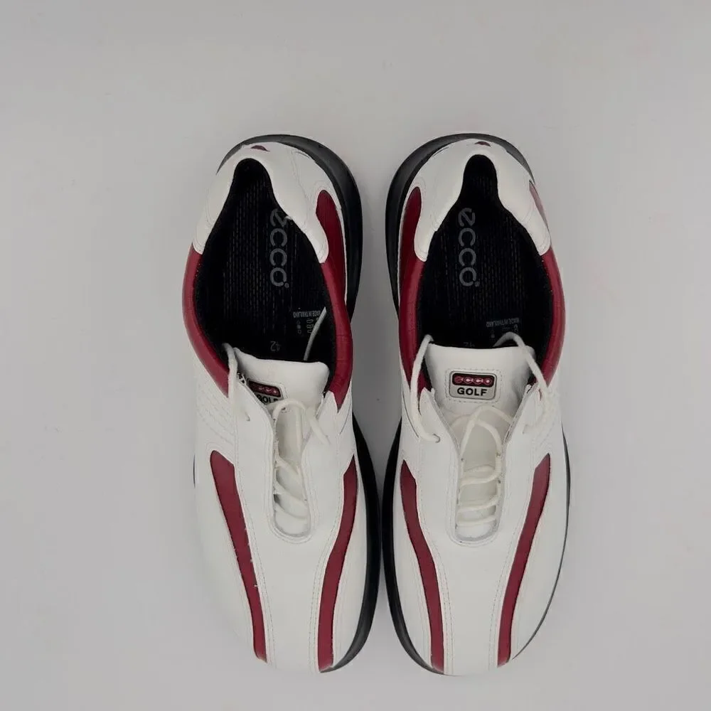 ECCO Receptor White Leather Red Strip Receptor Golf Shoes Womens Size 42 11/11.5